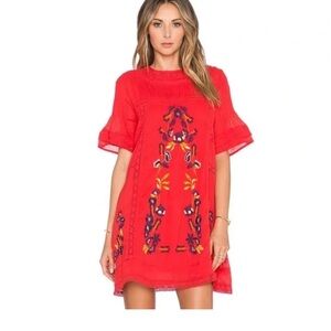 Free People Red Flutter Sleeve Sundress